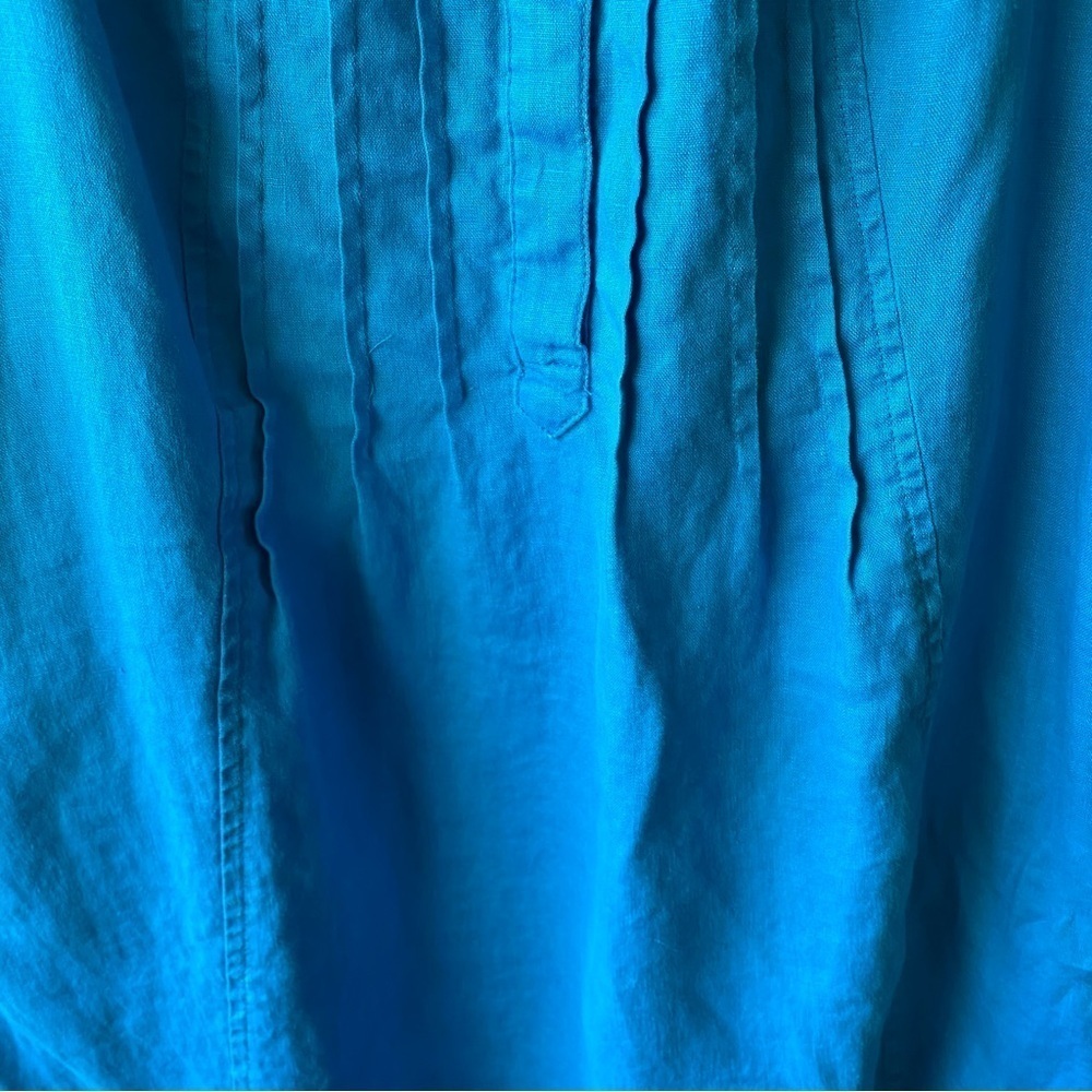 J.jill Love Linen Sleeveless Pintucked Summer Blue Lightweight Dress SZ XSP - Picture 9 of 12